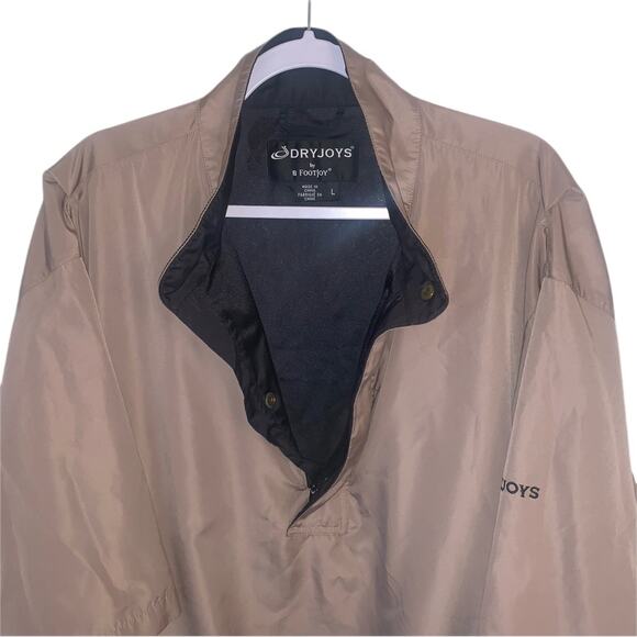 DRYJOYS by Footjoy Men's Short Sleeve Rain Pullover 1/4 Zip Tan Golf Jacket - Picture 5 of 5